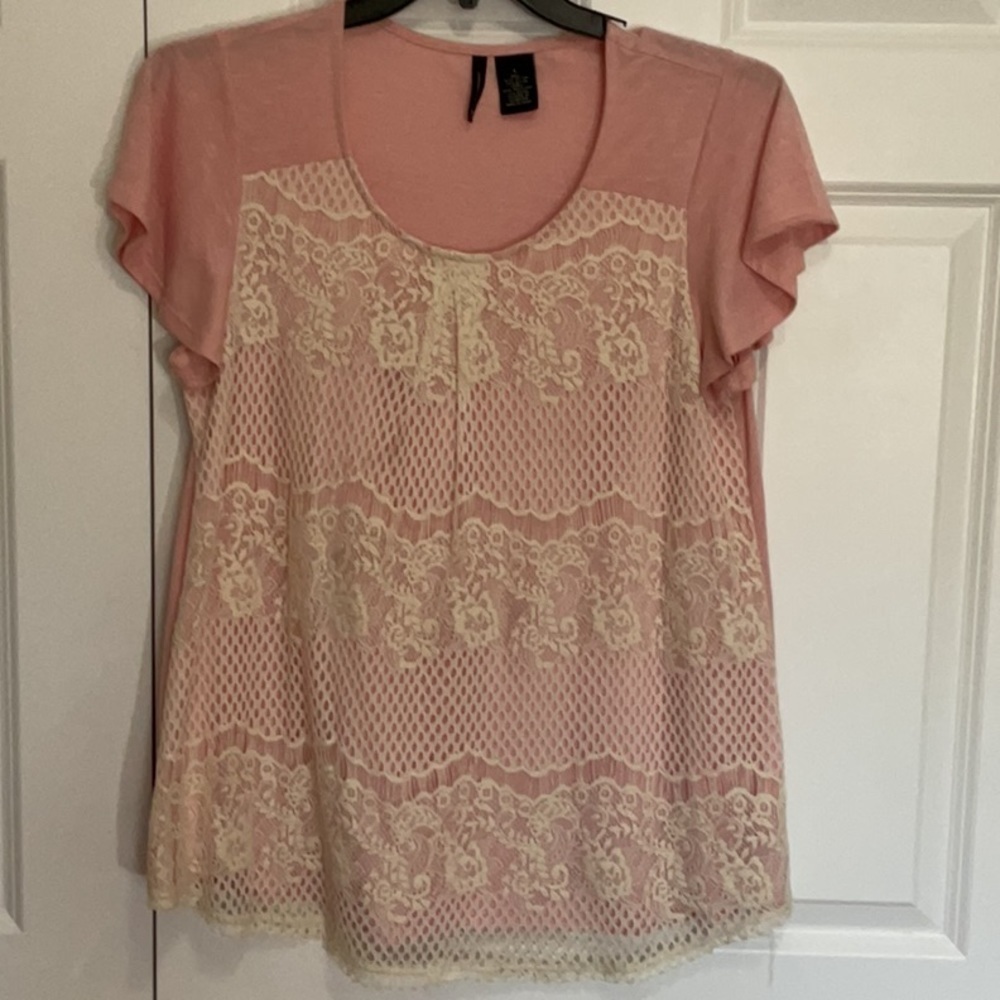 NEW Directions Lace Front Blouse